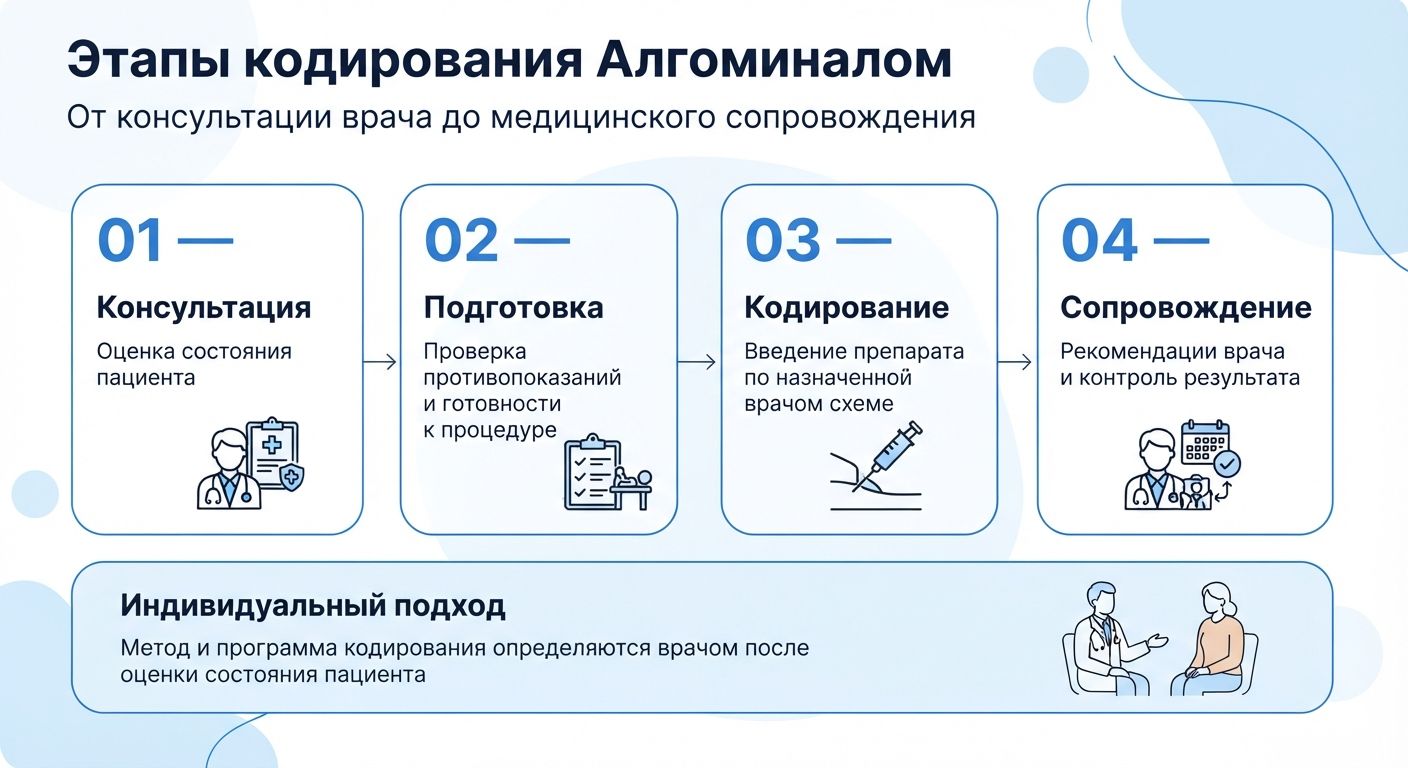 Кодирование препаратом «Алгоминал» в Зуевке инфографика
